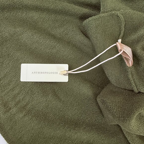 NWT Anthropologie MOTH Asymmetrical Ruffle Poncho Sweater – Olive Green - Picture 4 of 7